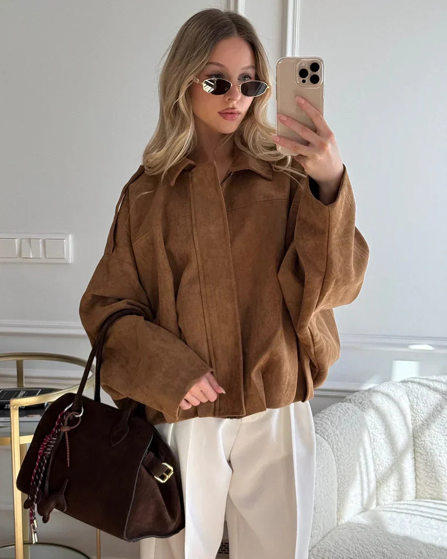 Sophie | Modische Wildlederjacke Damen im Pilotenlook