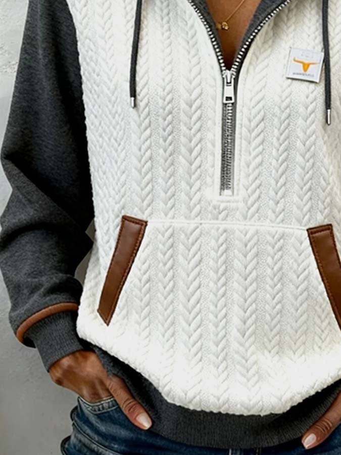 Ella | Hoodie Damen casual schlicht mit Farbblockdetails