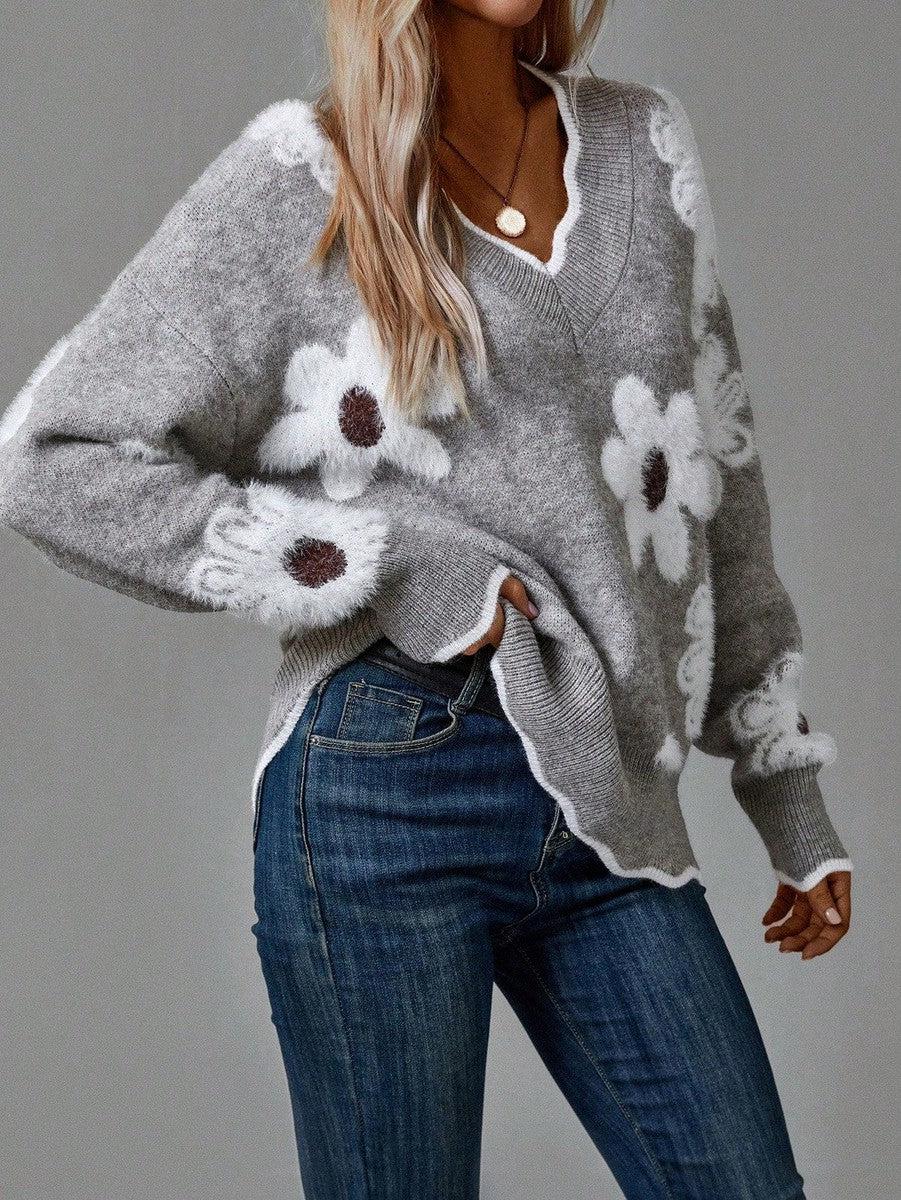 Lukas | Klassischer V-Neck Pullover mit Blumenmuster