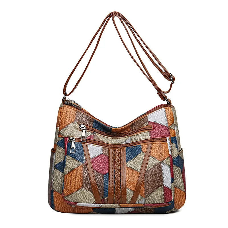Clara | Stylische Patchwork-Tasche aus veganem Leder