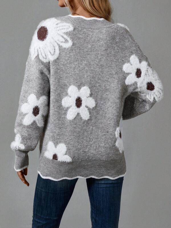 Lukas | Klassischer V-Neck Pullover mit Blumenmuster