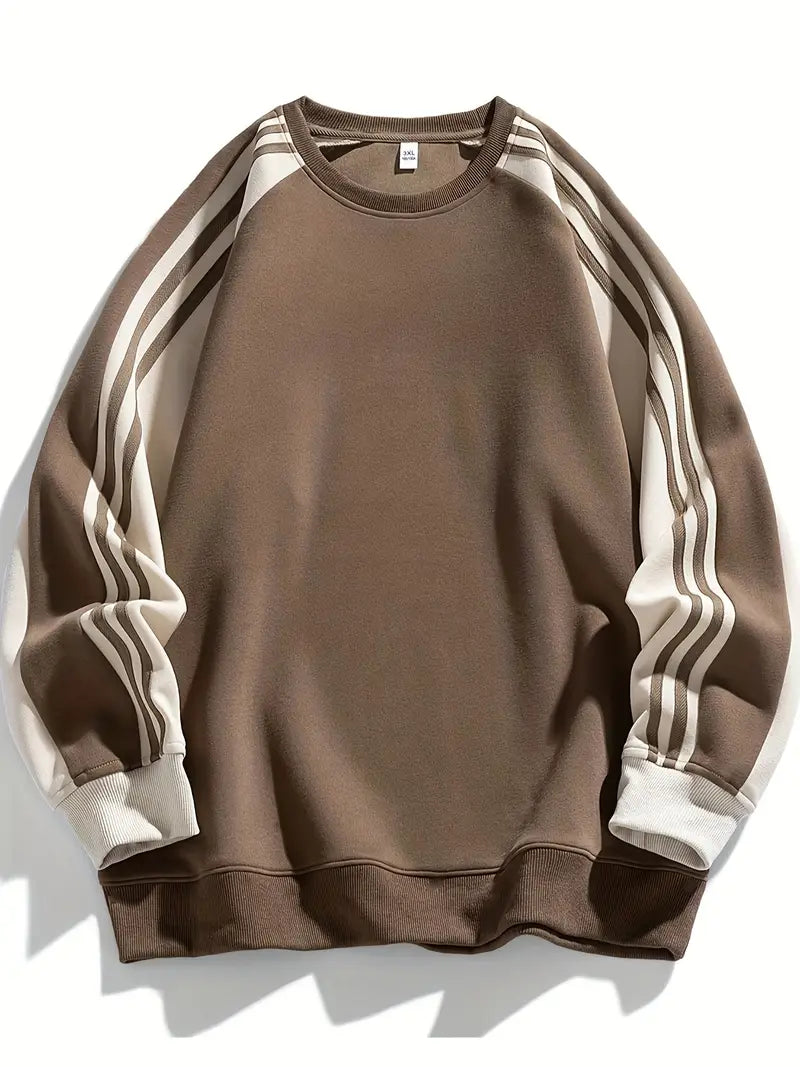 Matteo | Sweatshirt mit Streifenärmeln und Rundhalsausschnitt