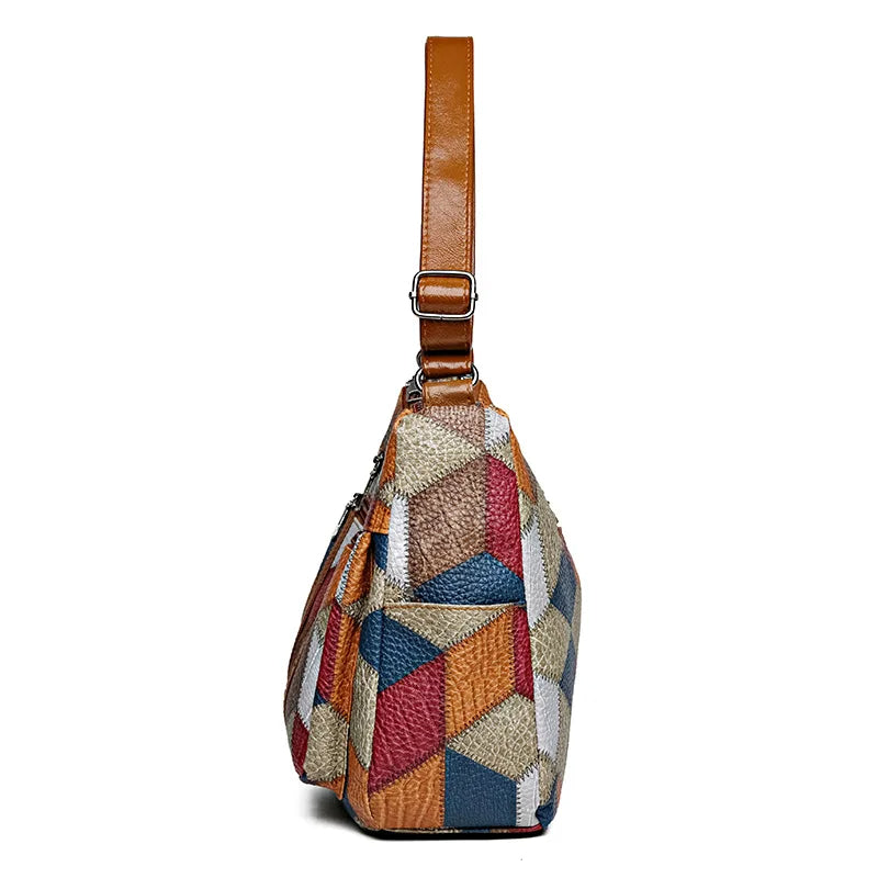 Clara | Stylische Patchwork-Tasche aus veganem Leder