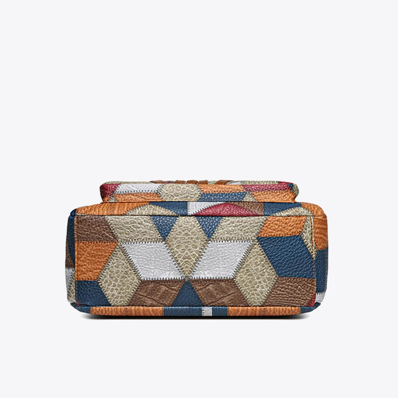 Clara | Stylische Patchwork-Tasche aus veganem Leder