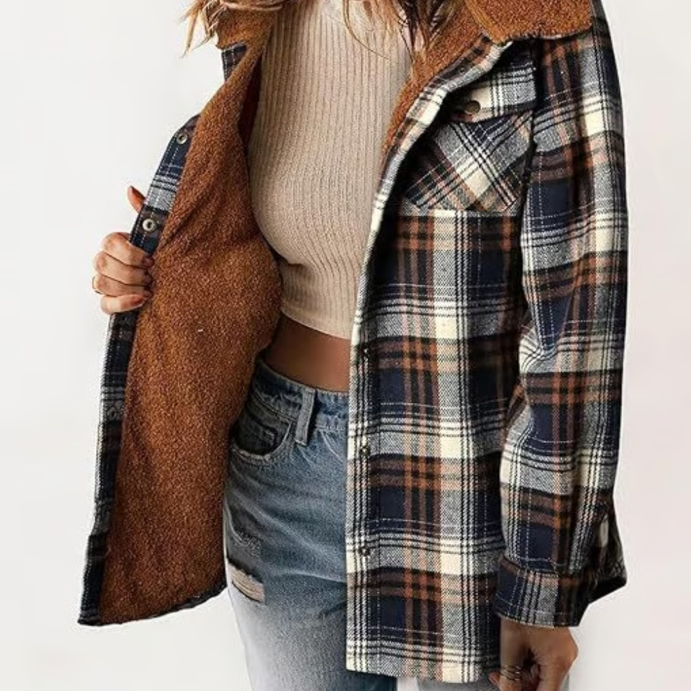 Mara | Modische Jacke für Damen mit Karo-Muster