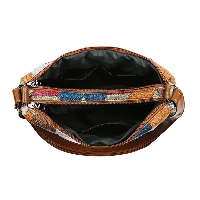 Clara | Stylische Patchwork-Tasche aus veganem Leder