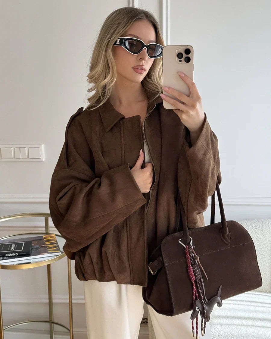Sophie | Modische Wildlederjacke Damen im Pilotenlook