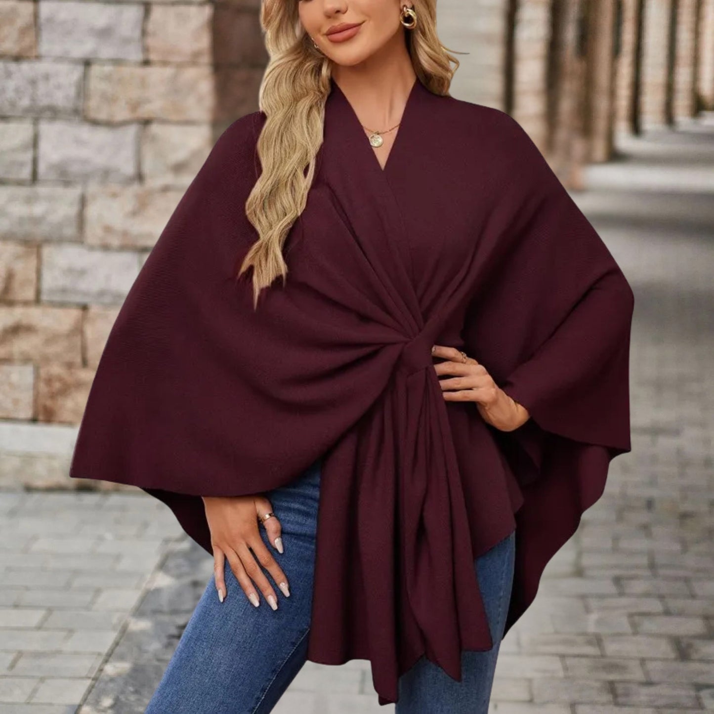 Elena | Klassischer Poncho Damen warm und elegant