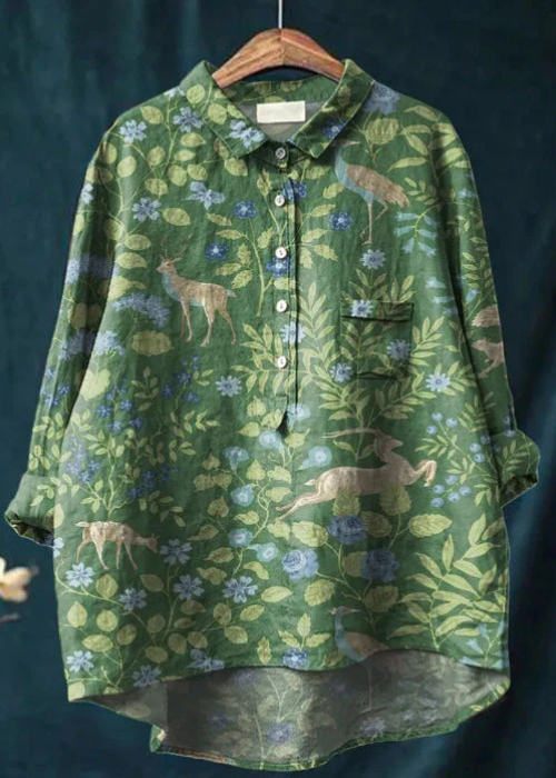 Clara | Bluse aus Leinen-Baumwolle mit Blumenprint