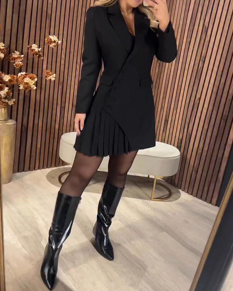 Leonie | Stilvolles Damen Kleid modern Blazer-Look & Revers