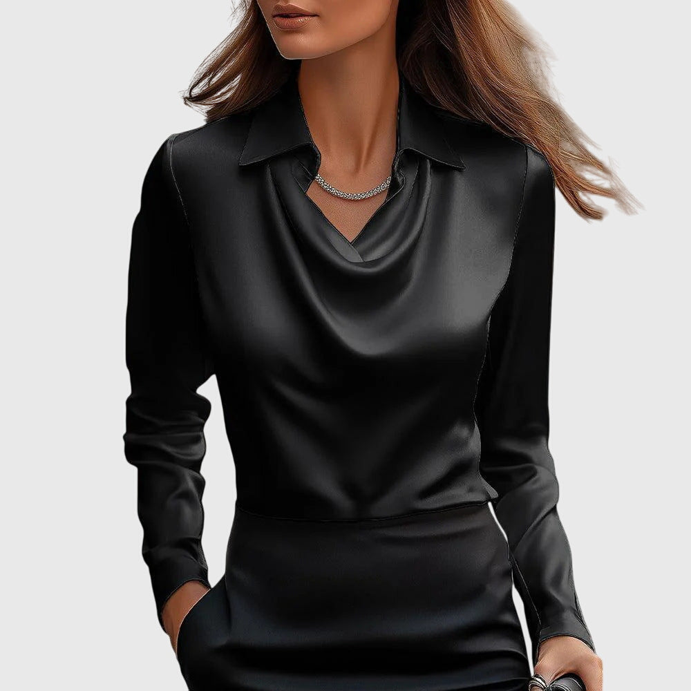 Helena | Elegante Bluse mit plissiertem Ausschnitt