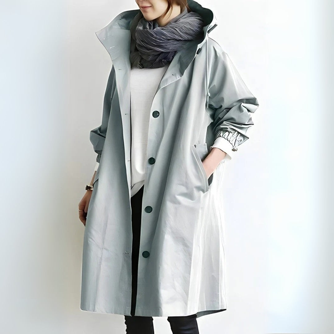 Lena | Lässiger Trenchcoat mit Kapuze für Damen