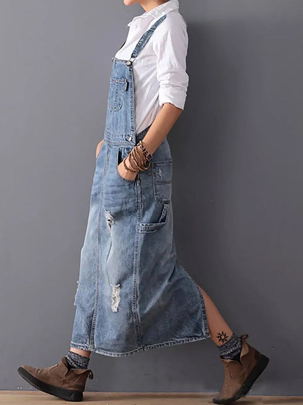 Lina | Stilvolles Jeans Latzhosen Kleid für lockere Outfits