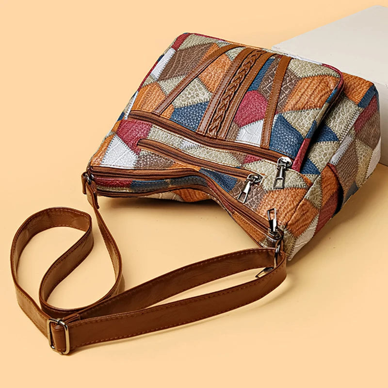 Clara | Stylische Patchwork-Tasche aus veganem Leder