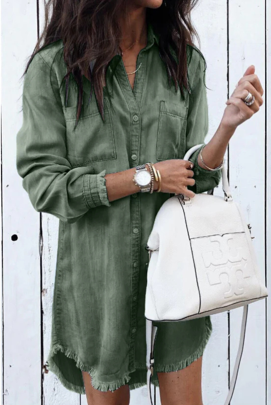 Mira | Hemdkleid aus gewaschenem Denim-Look