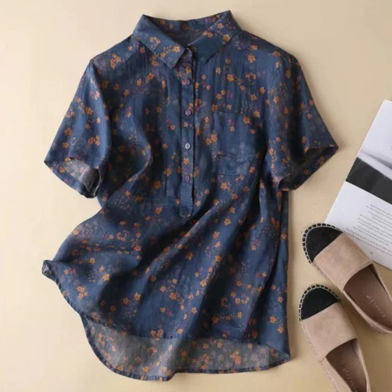 Elena | Florales Shirt mit modischer Knopfleiste