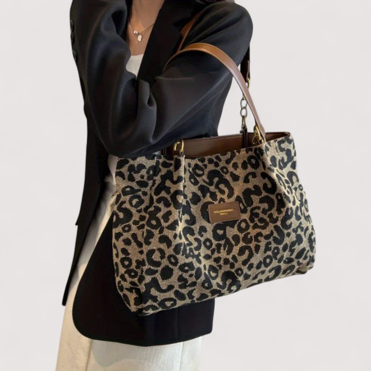 Leonie | Leopardenmuster Canvas-Shopper für Damen