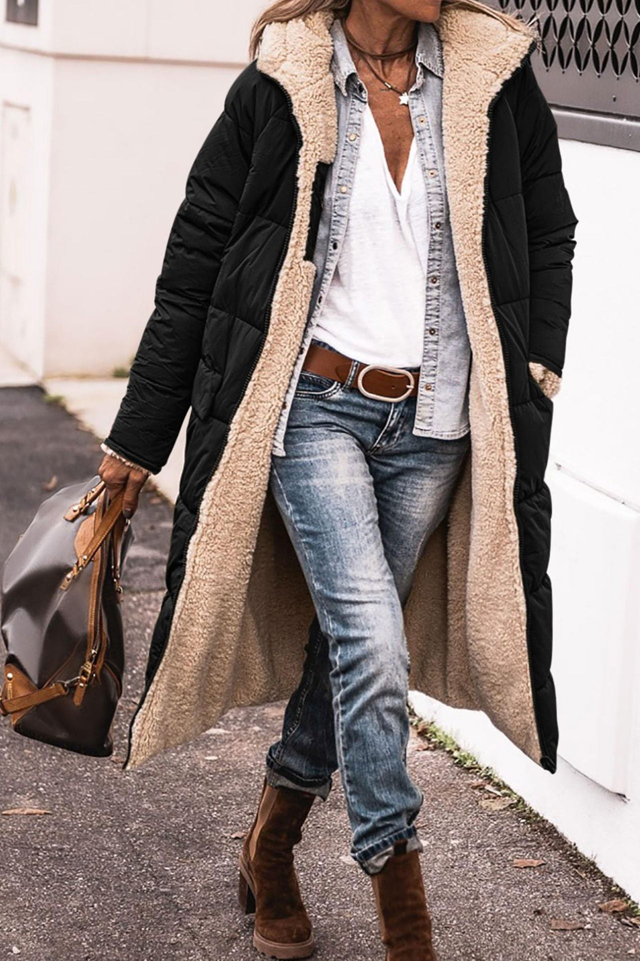 Clara | Eleganter Damen-Wendemantel mit Kapuze