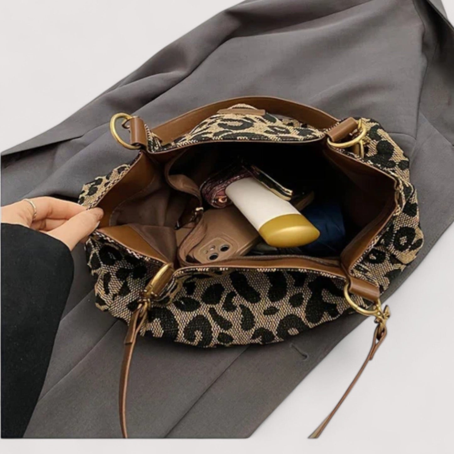 Leonie | Leopardenmuster Canvas-Shopper für Damen