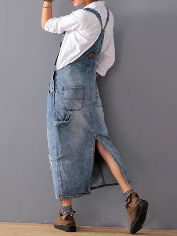 Lina | Stilvolles Jeans Latzhosen Kleid für lockere Outfits