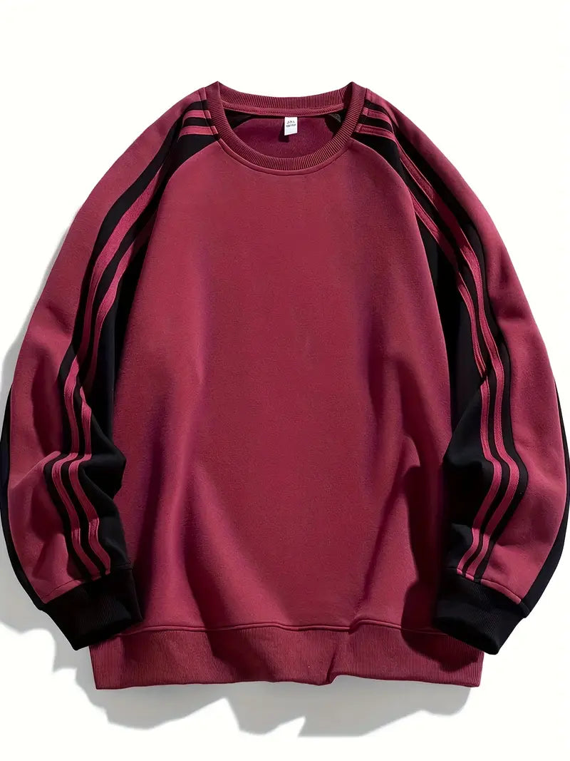 Matteo | Sweatshirt mit Streifenärmeln und Rundhalsausschnitt