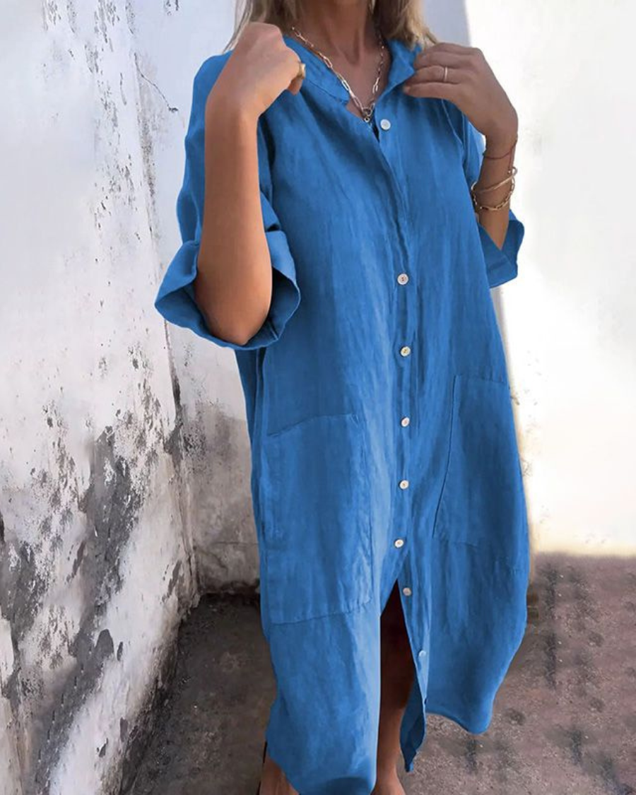 Sabrina | Ibiza Style lässiges Hemdkleid knielang