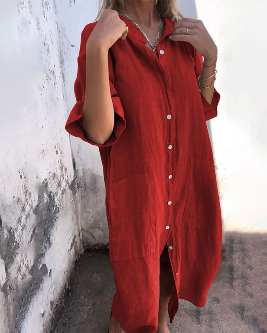 Sabrina | Ibiza Style lässiges Hemdkleid knielang