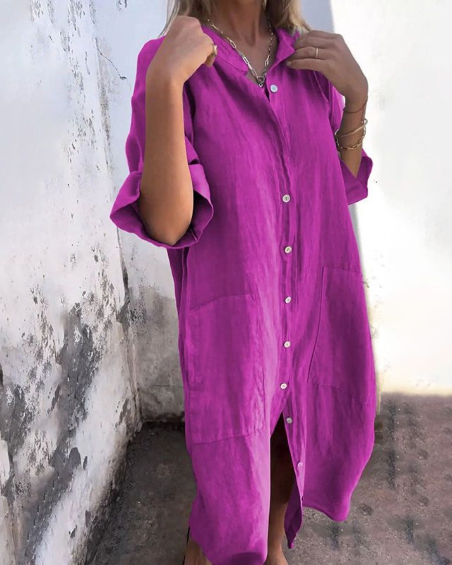 Sabrina | Ibiza Style lässiges Hemdkleid knielang