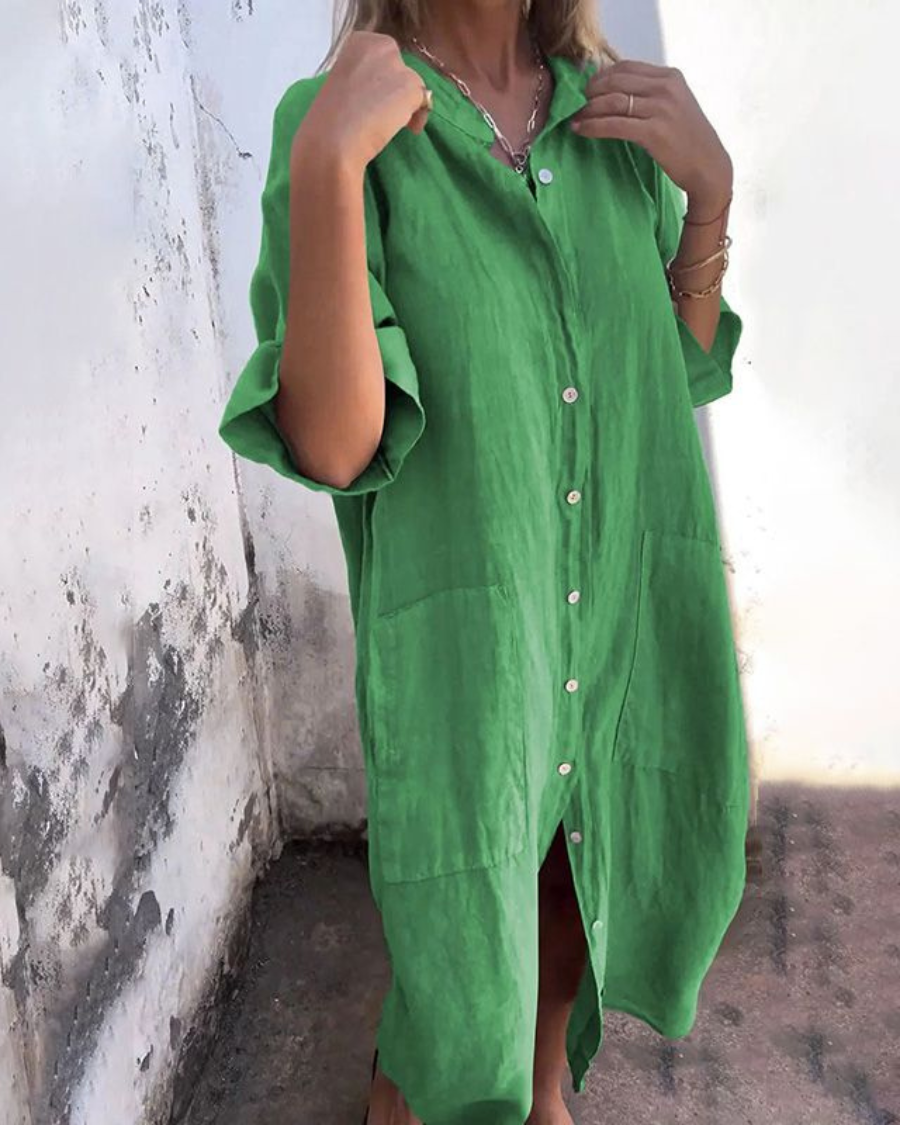 Sabrina | Ibiza Style lässiges Hemdkleid knielang