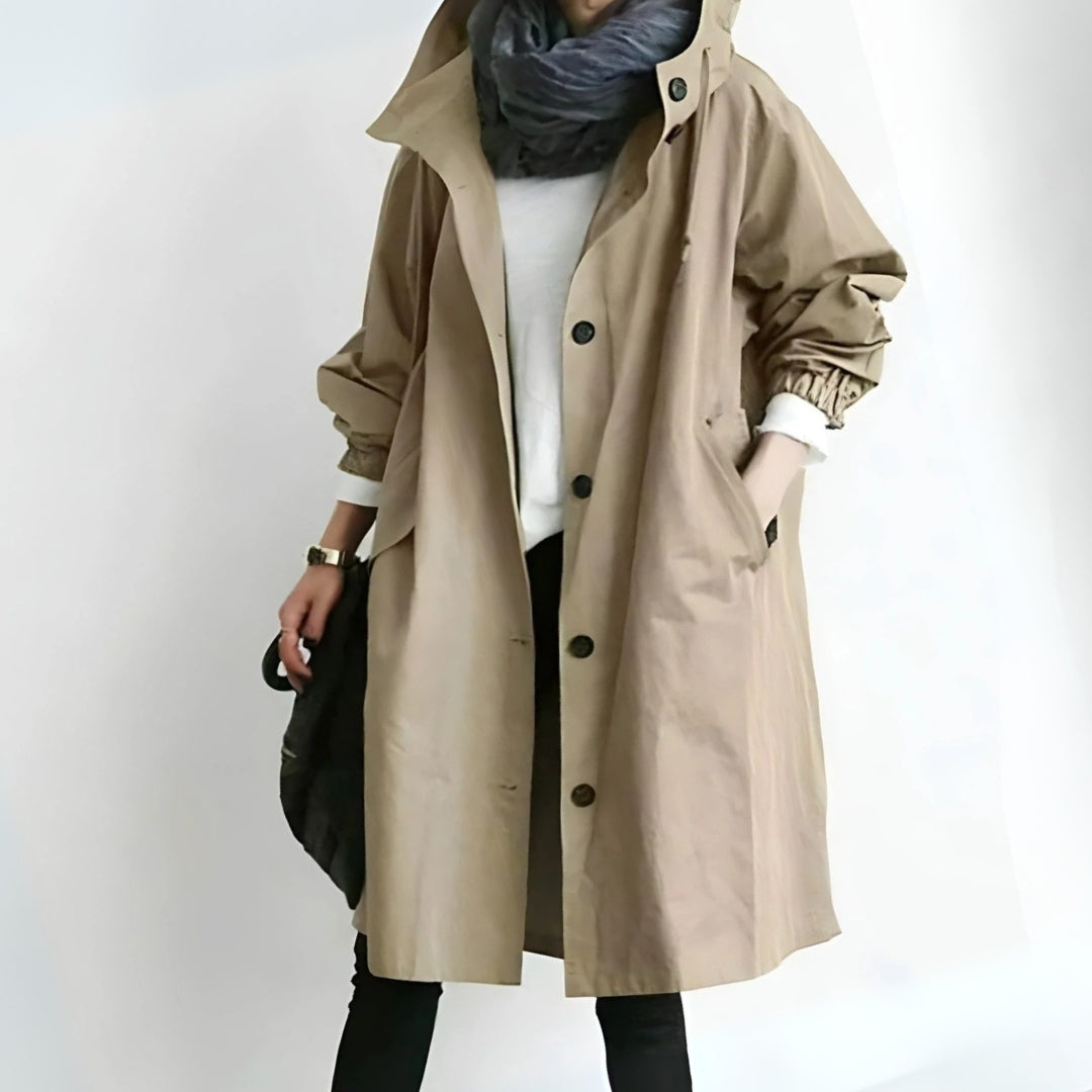 Lena | Lässiger Trenchcoat mit Kapuze für Damen