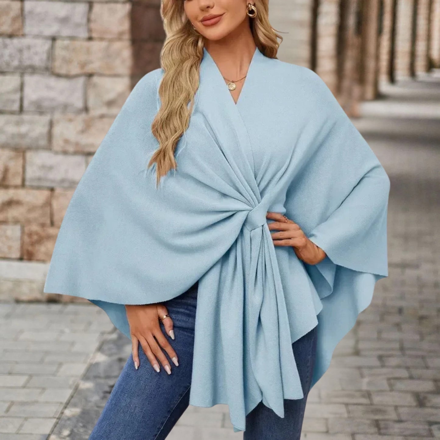 Elena | Klassischer Poncho Damen warm und elegant