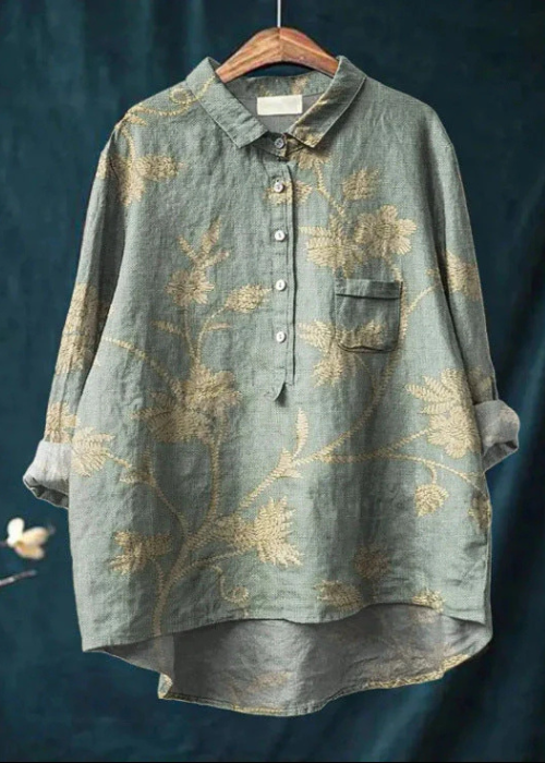 Clara | Bluse aus Leinen-Baumwolle mit Blumenprint