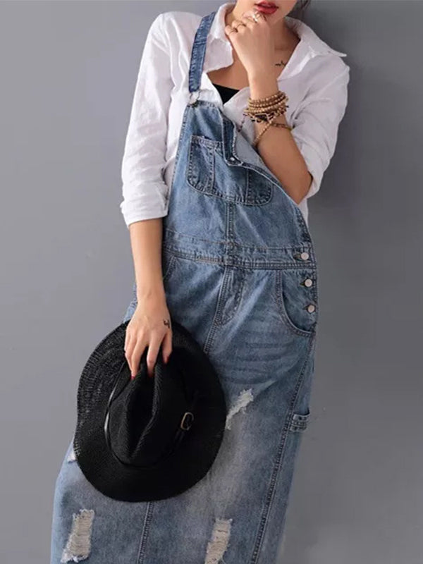 Lina | Stilvolles Jeans Latzhosen Kleid für lockere Outfits