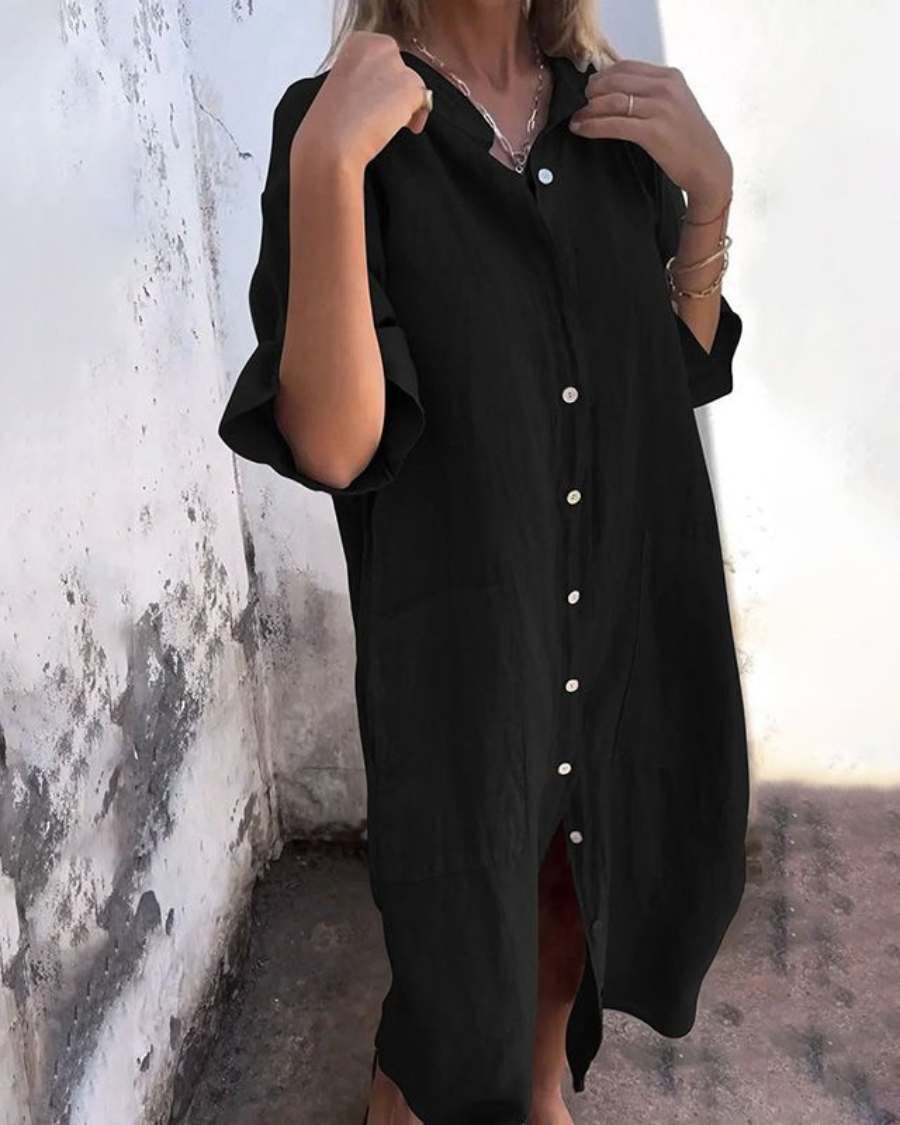 Sabrina | Ibiza Style lässiges Hemdkleid knielang