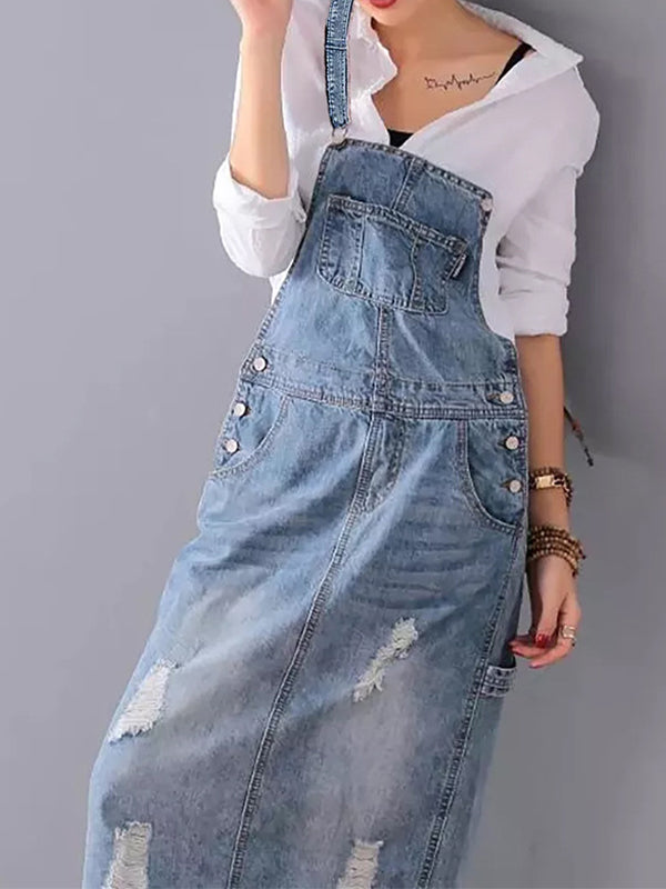 Lina | Stilvolles Jeans Latzhosen Kleid für lockere Outfits