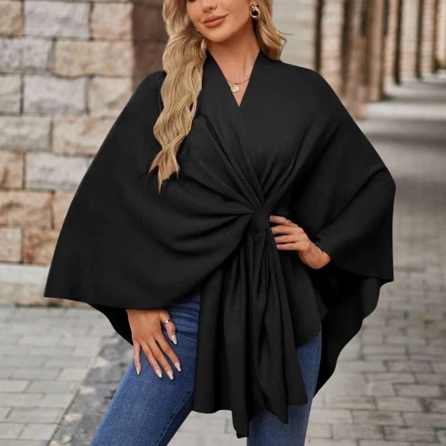 Elena | Klassischer Poncho Damen warm und elegant
