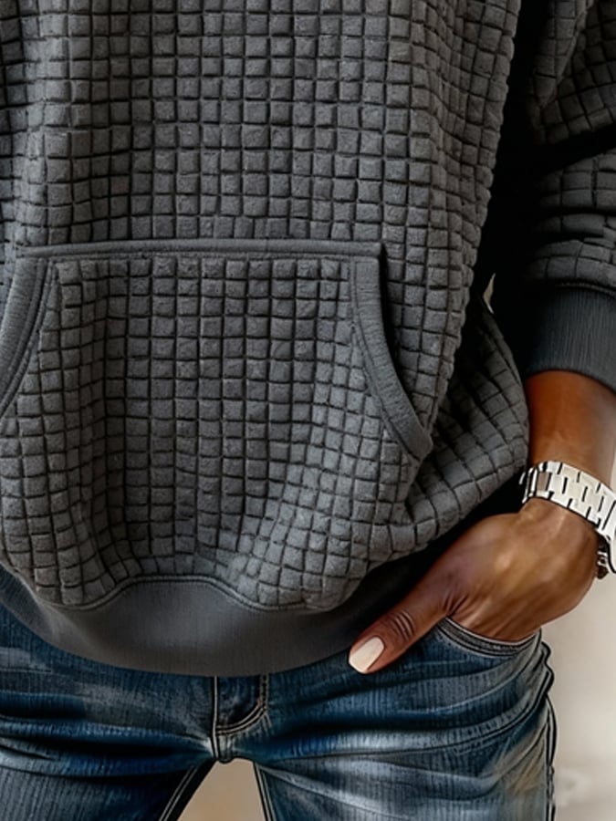 Marie | Damen Sweatshirt modern kariert mit lässigem Schnitt