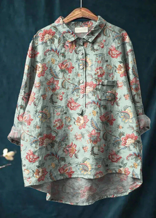 Clara | Bluse aus Leinen-Baumwolle mit Blumenprint