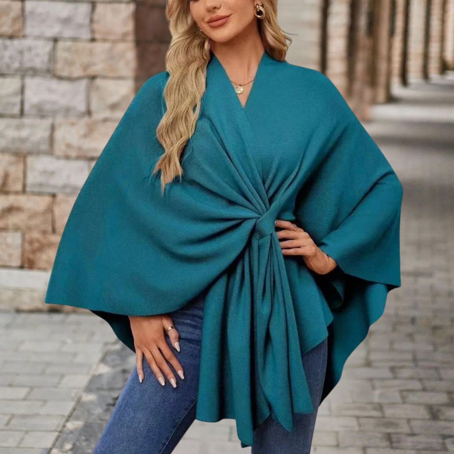Elena | Klassischer Poncho Damen warm und elegant