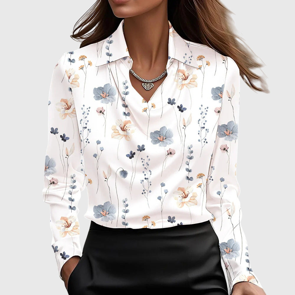 Helena | Elegante Bluse mit plissiertem Ausschnitt