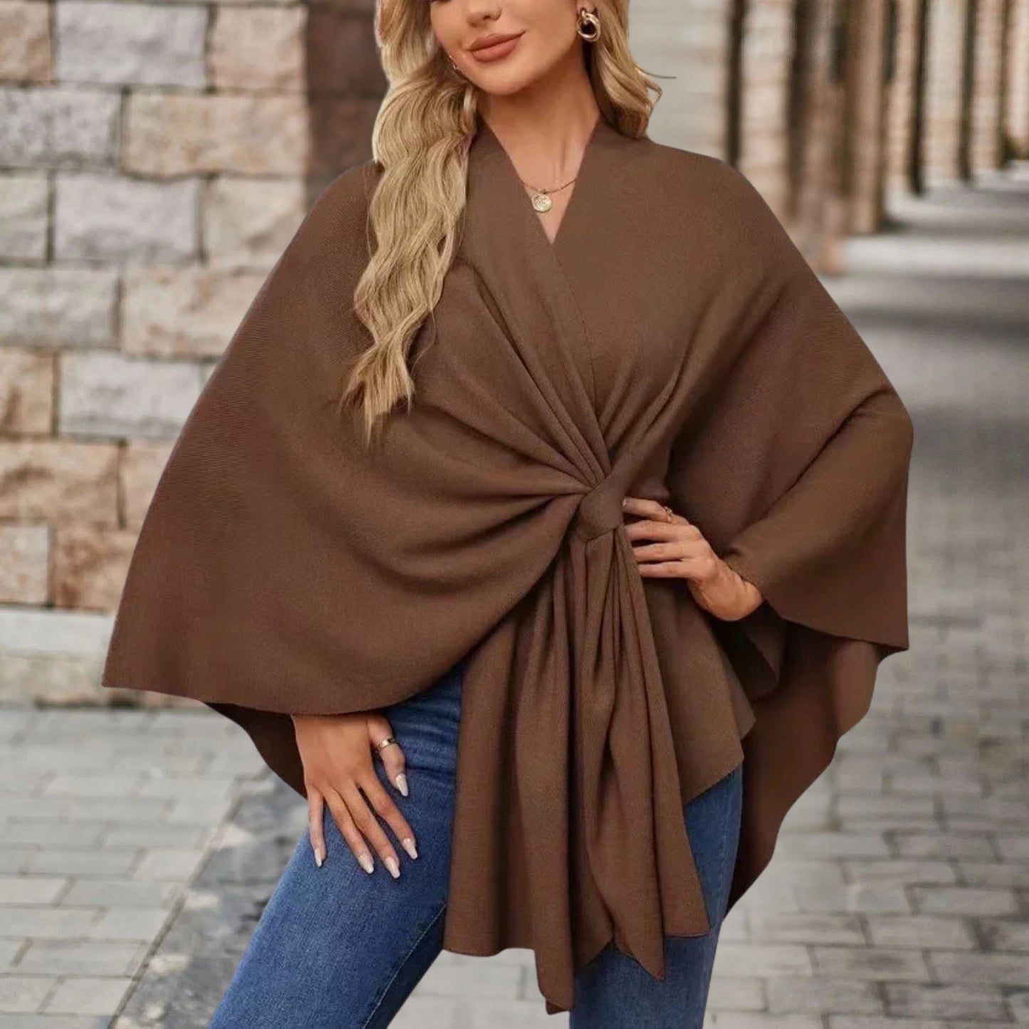 Elena | Klassischer Poncho Damen warm und elegant