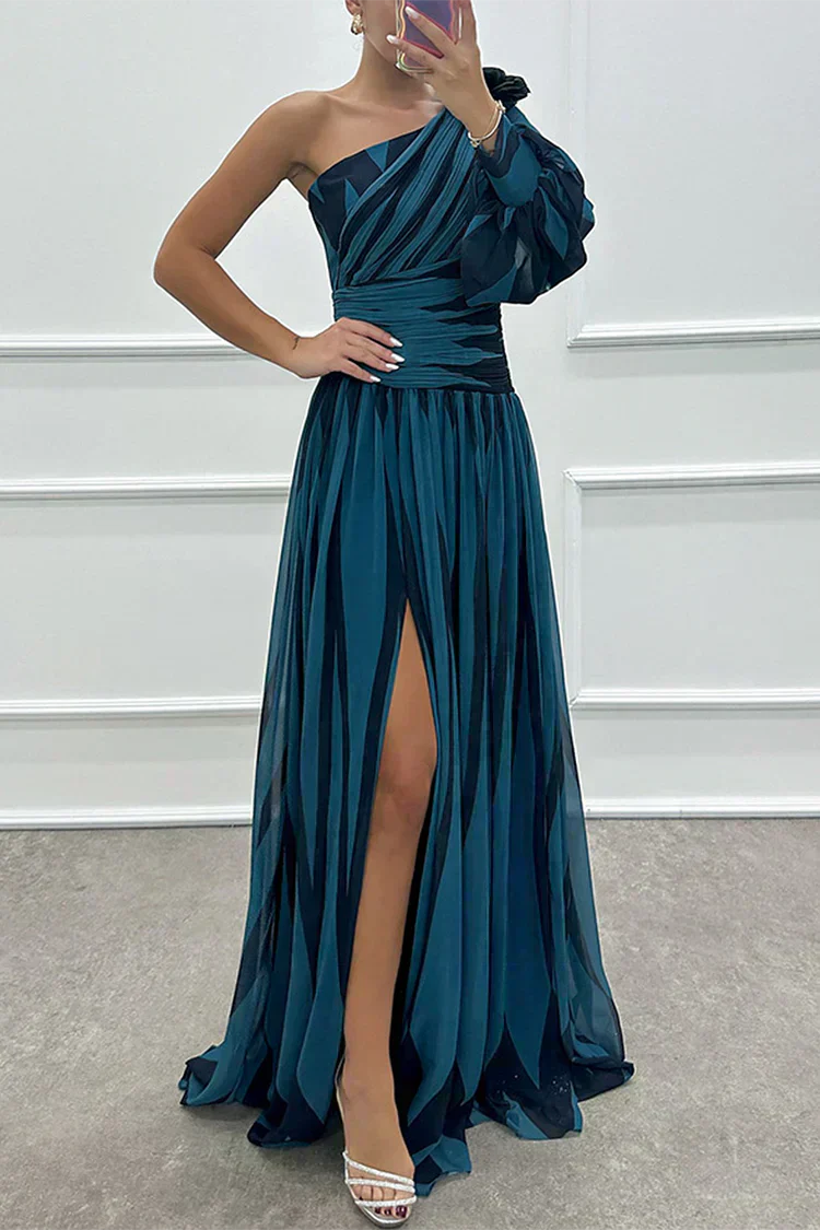 Marie | Feminines Langes Kleid mit Einer Schulter