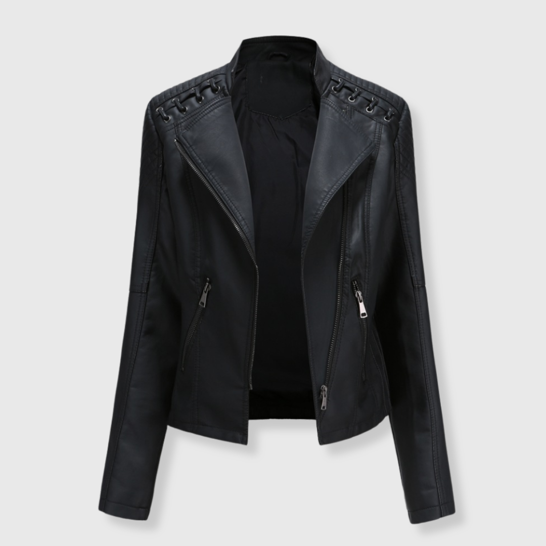 Marlene | Stylische kurze Biker-Lederjacke für Damen
