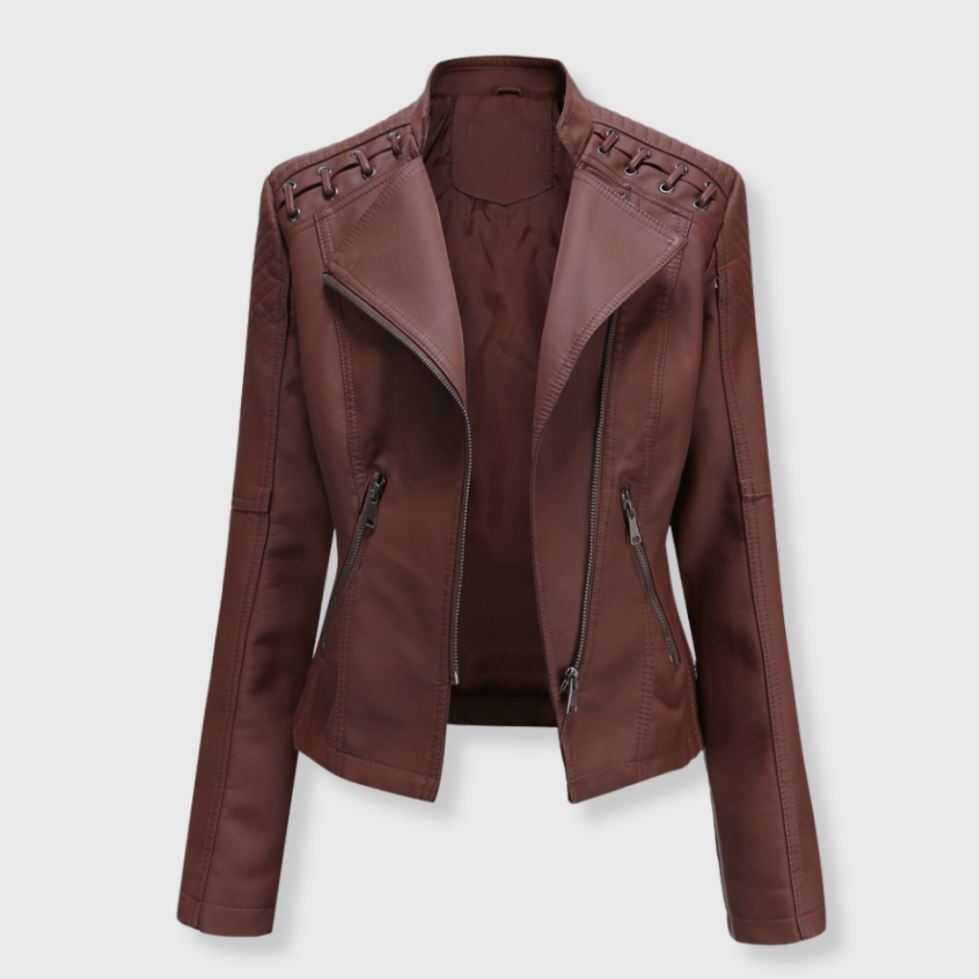 Marlene | Stylische kurze Biker-Lederjacke für Damen