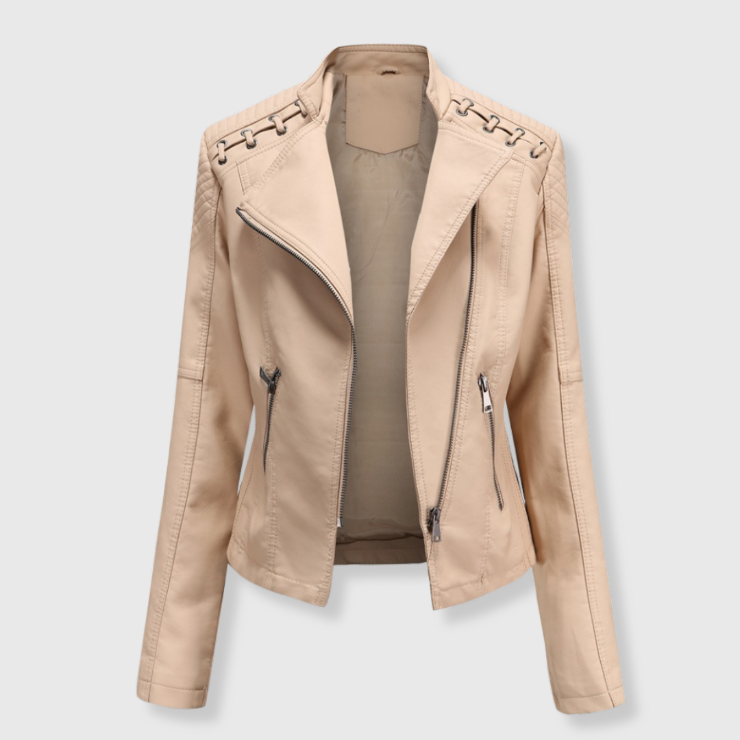 Marlene | Stylische kurze Biker-Lederjacke für Damen