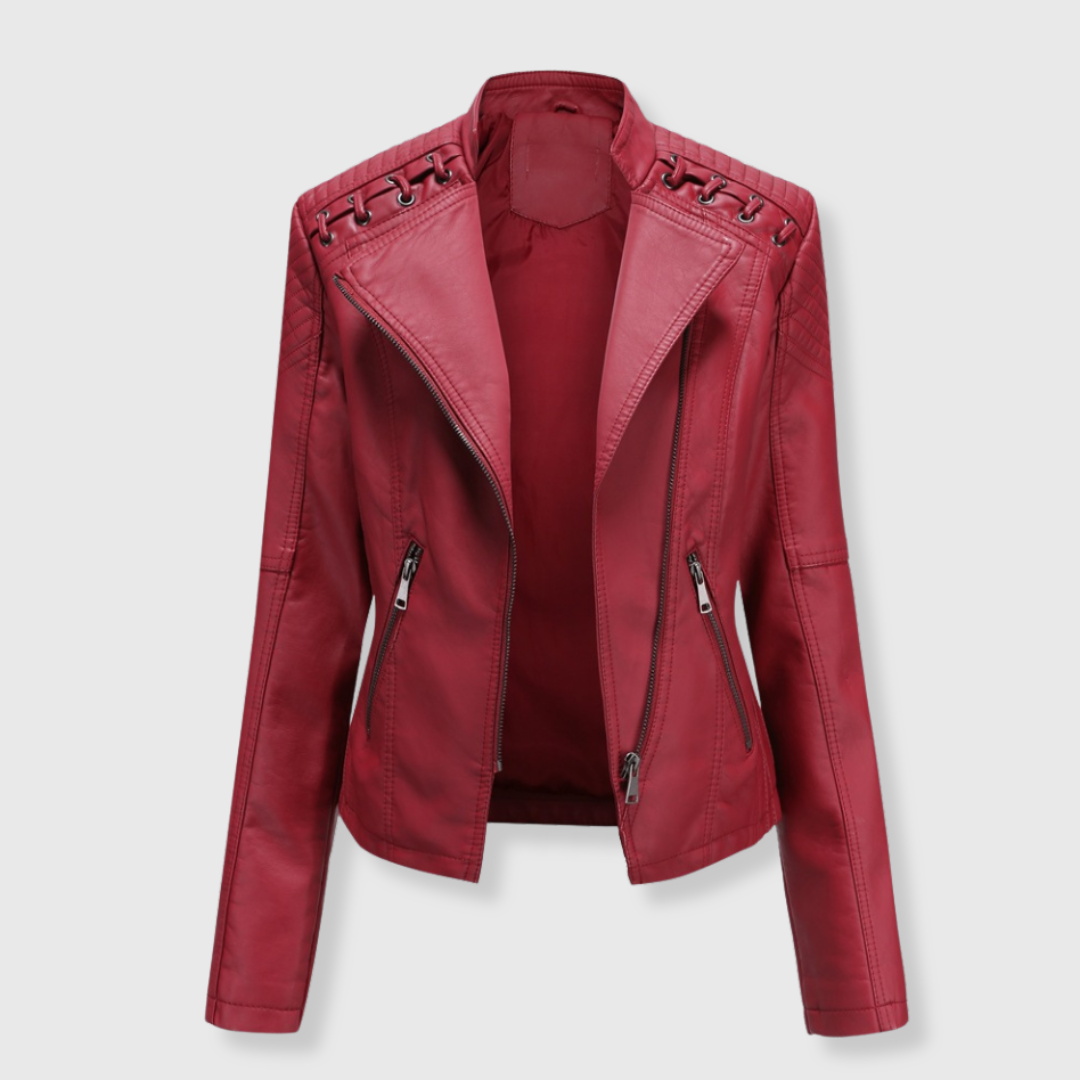 Marlene | Stylische kurze Biker-Lederjacke für Damen