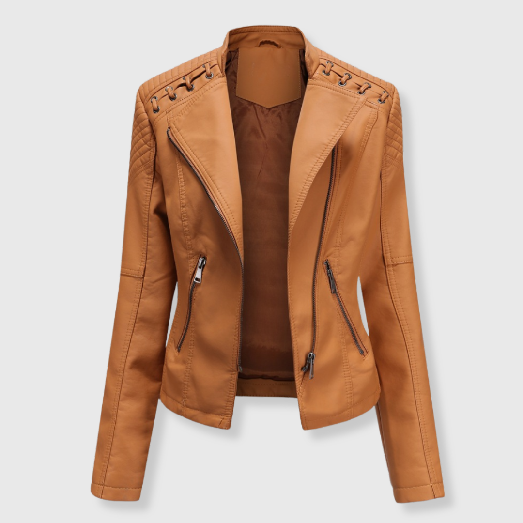 Marlene | Stylische kurze Biker-Lederjacke für Damen