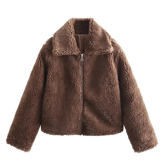 Anna | Oversized Damenjacke aus weichem Teddystoff