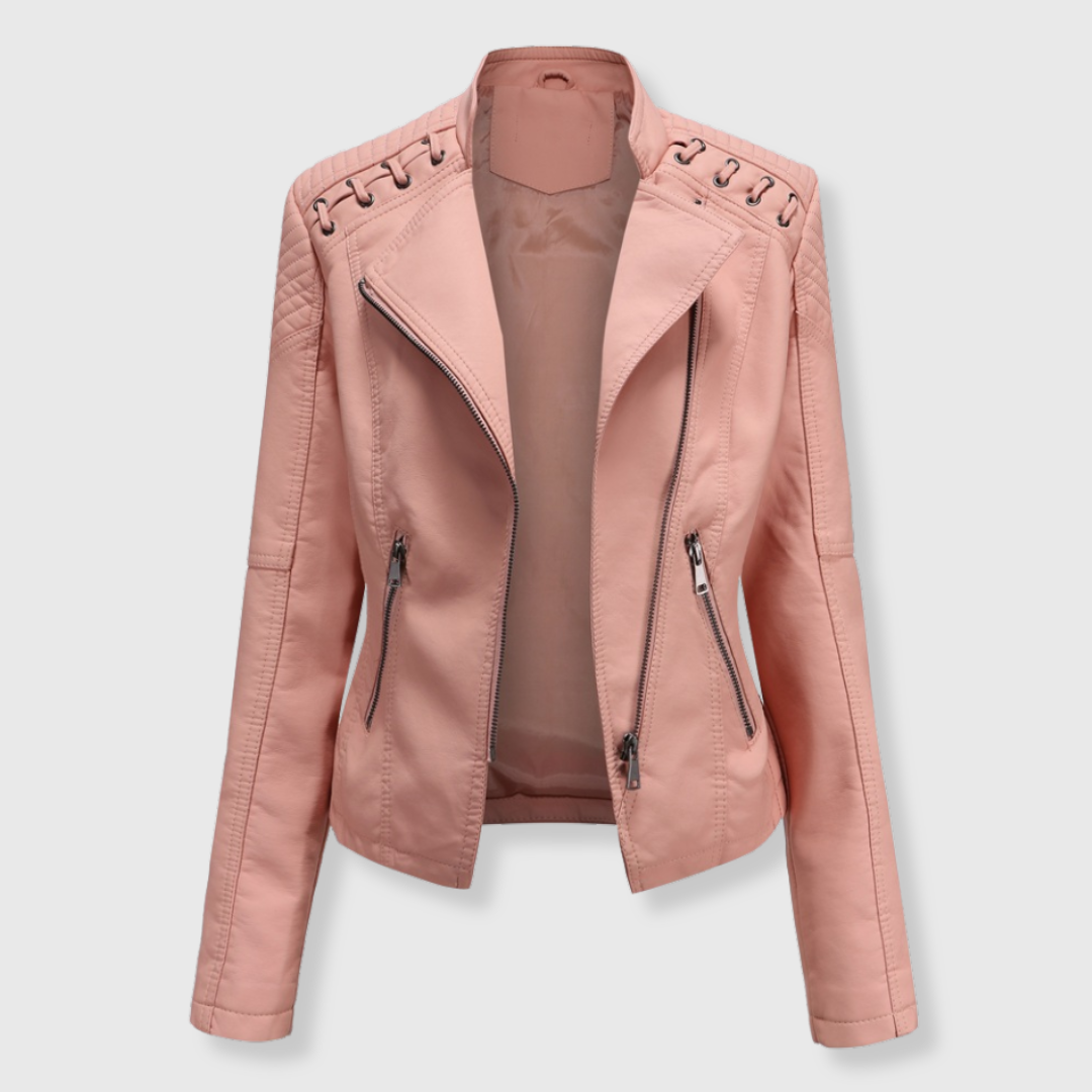 Marlene | Stylische kurze Biker-Lederjacke für Damen