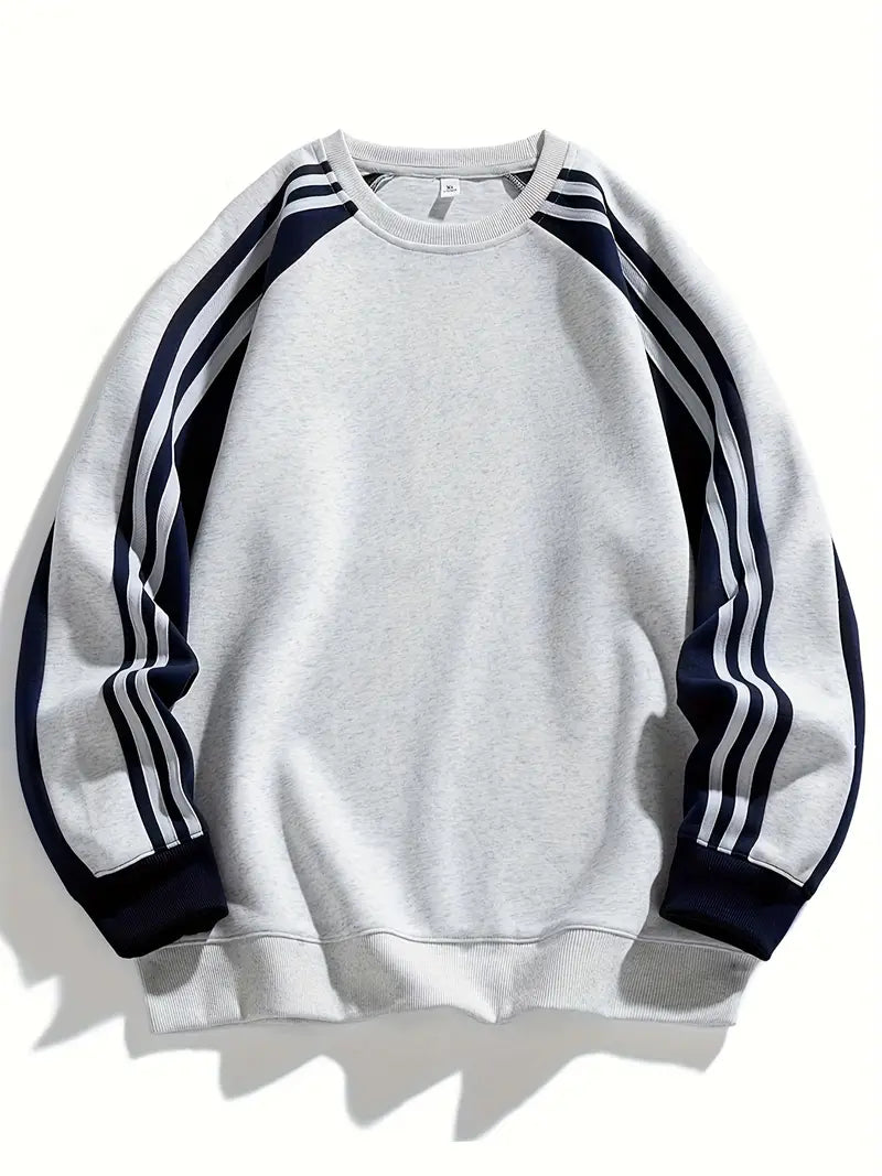 Matteo | Sweatshirt mit Streifenärmeln und Rundhalsausschnitt